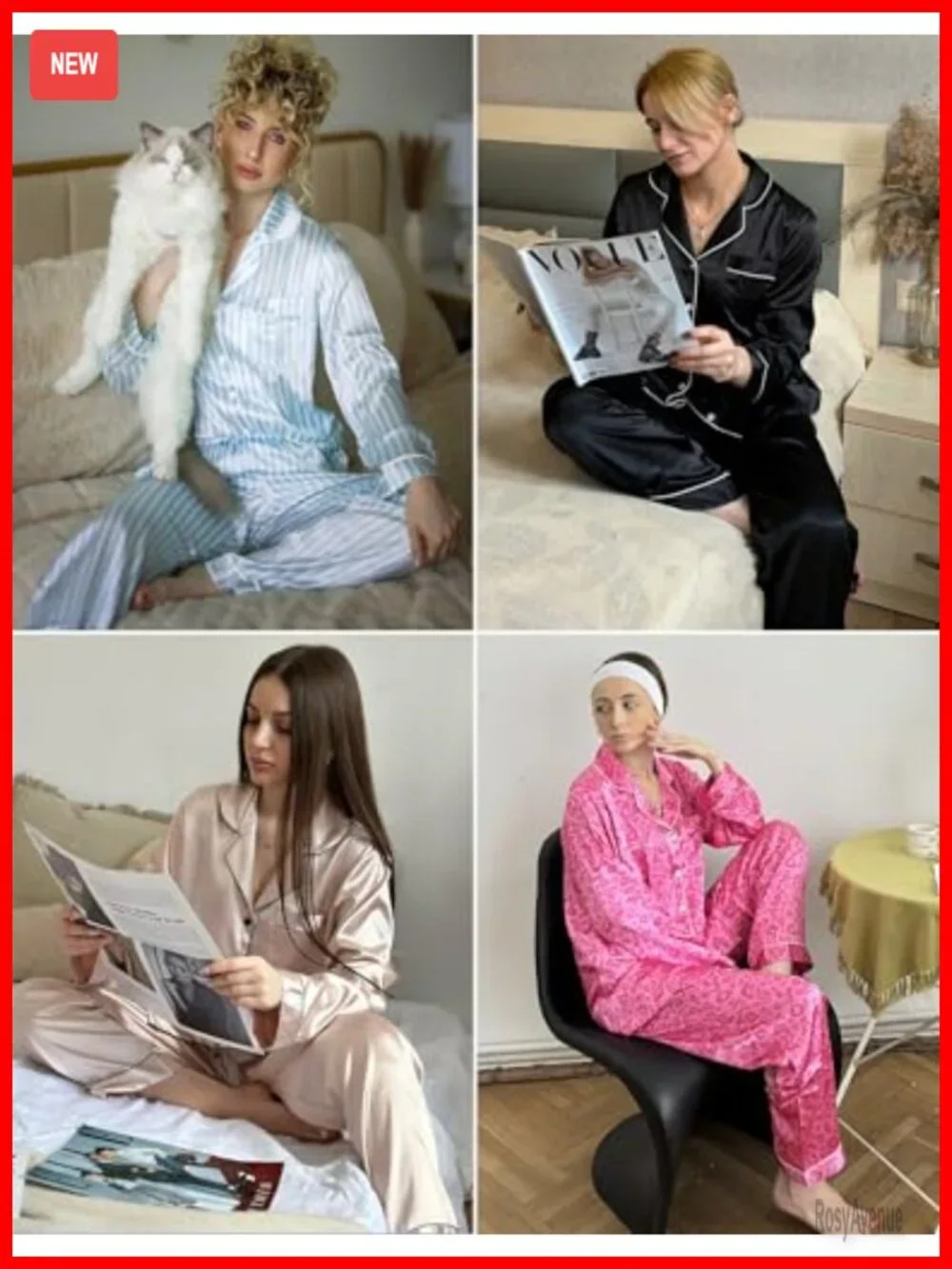Satin Button Down Long Sleeve Pajama Set
